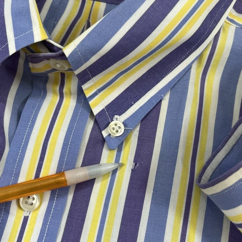 Polo Ralph Lauren Blake Shirt Mens XL Yellow Blue Purple Striped Preppy Colorful